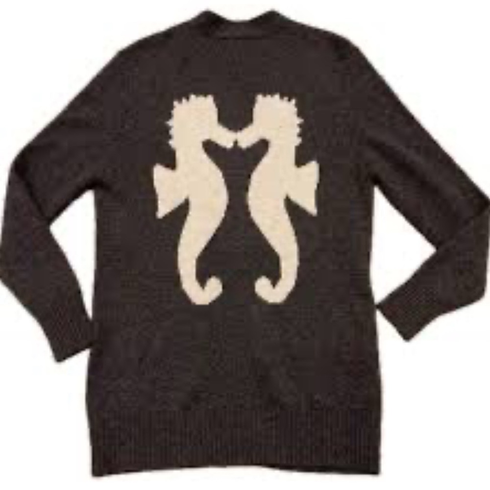 Seahorse Design Women's Cardigan - Brown‎ and Cream